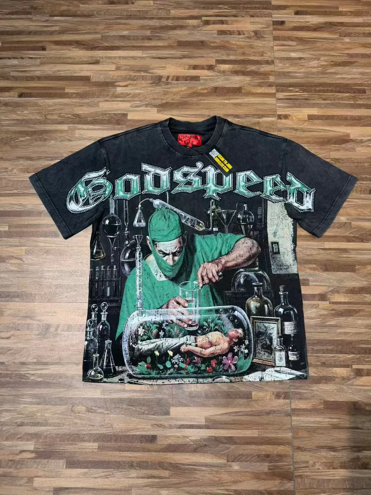 Godspeed Distressed Black Oversized Graphic T-Shirt 5