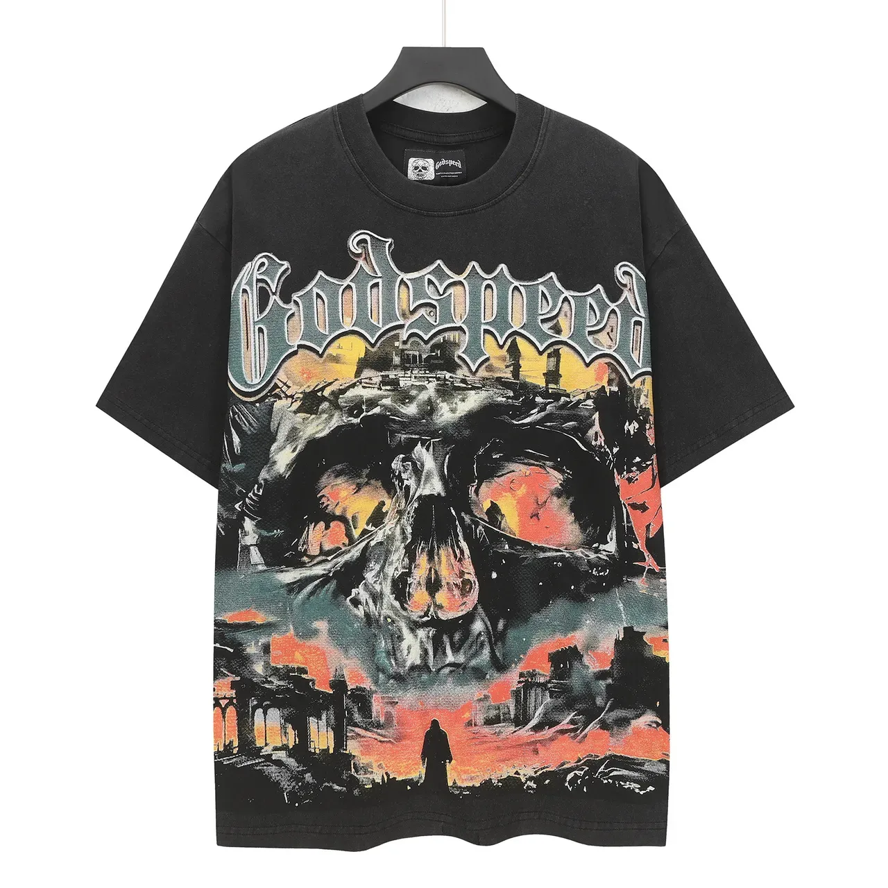Godspeed Oversized Double-Sided Graphic Print Black T-Shirt 2