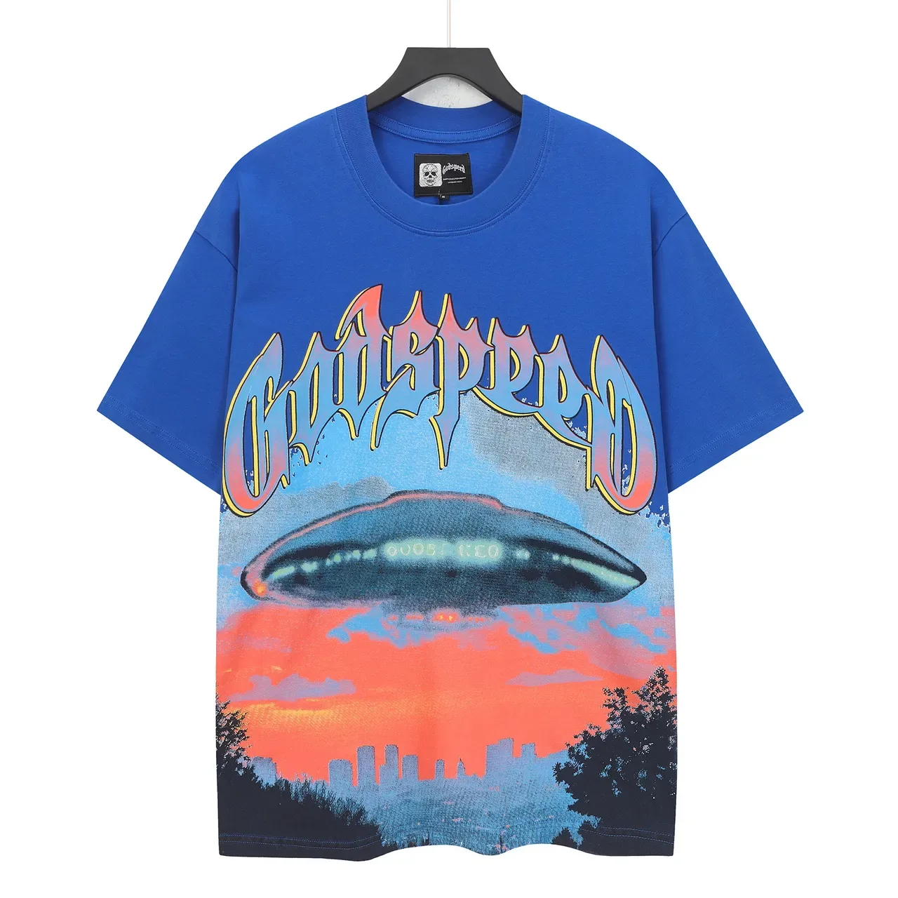 Godspeed Oversized Double-Sided Graphic Print Blue T-Shirt 2