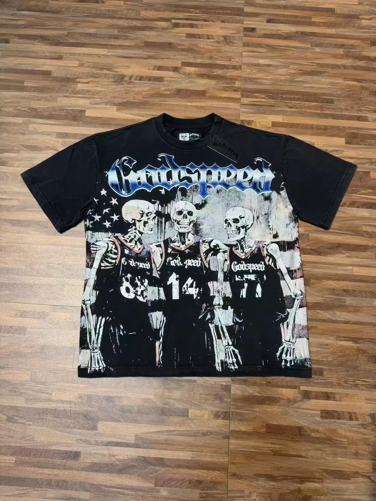 Godspeed Skeleton Basketball Graphic Black T-Shirt 2