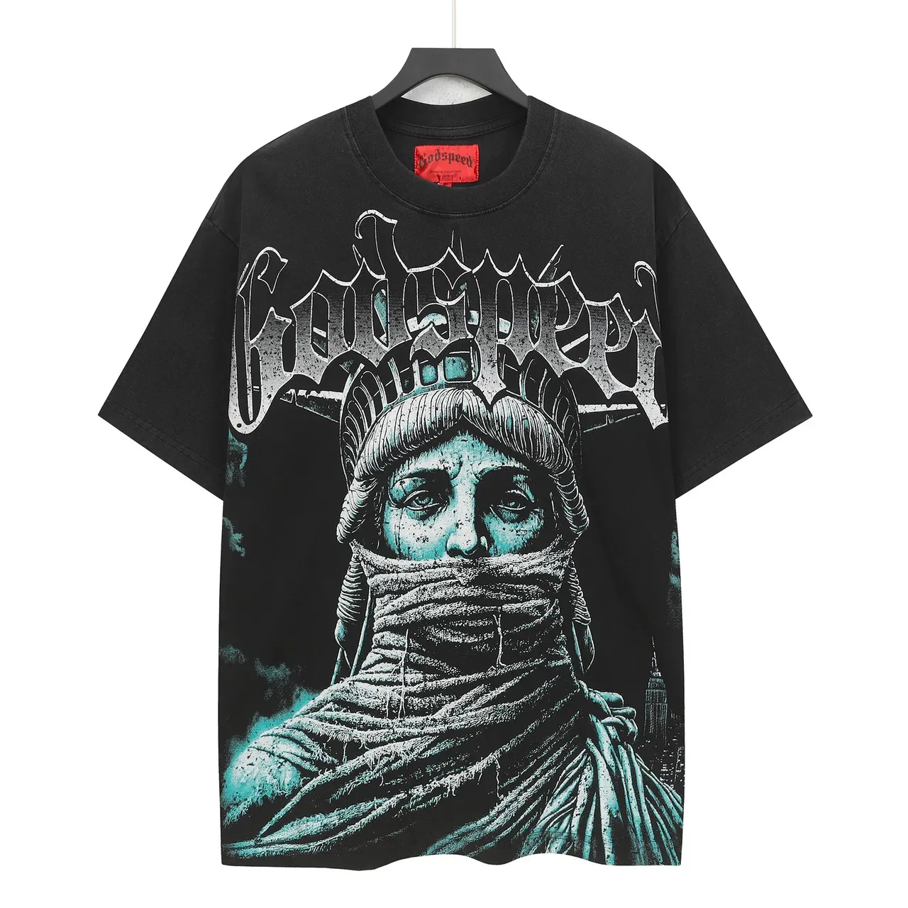 Godspeed Statue of Liberty Graphic Black T-Shirt 2
