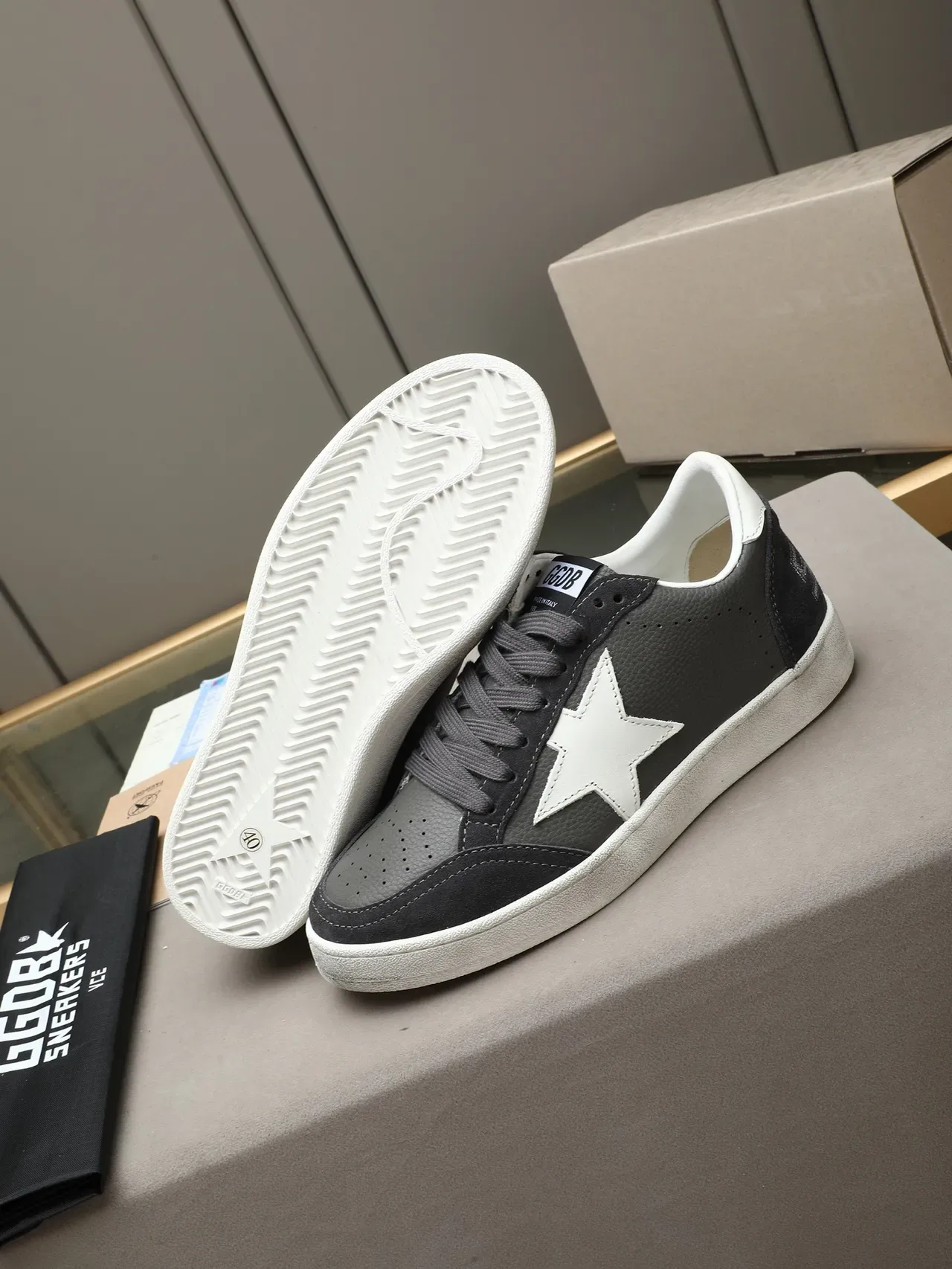 Golden Goose Ball Star Gray and White Star Lifestyle Sneakers 4