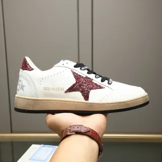 Golden Goose Ball Star White Red Glitter Star Lifestyle Sneakers
