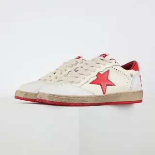 Golden Goose Beige Red Low-Top Perforated Leather Lifestyle Sneakers