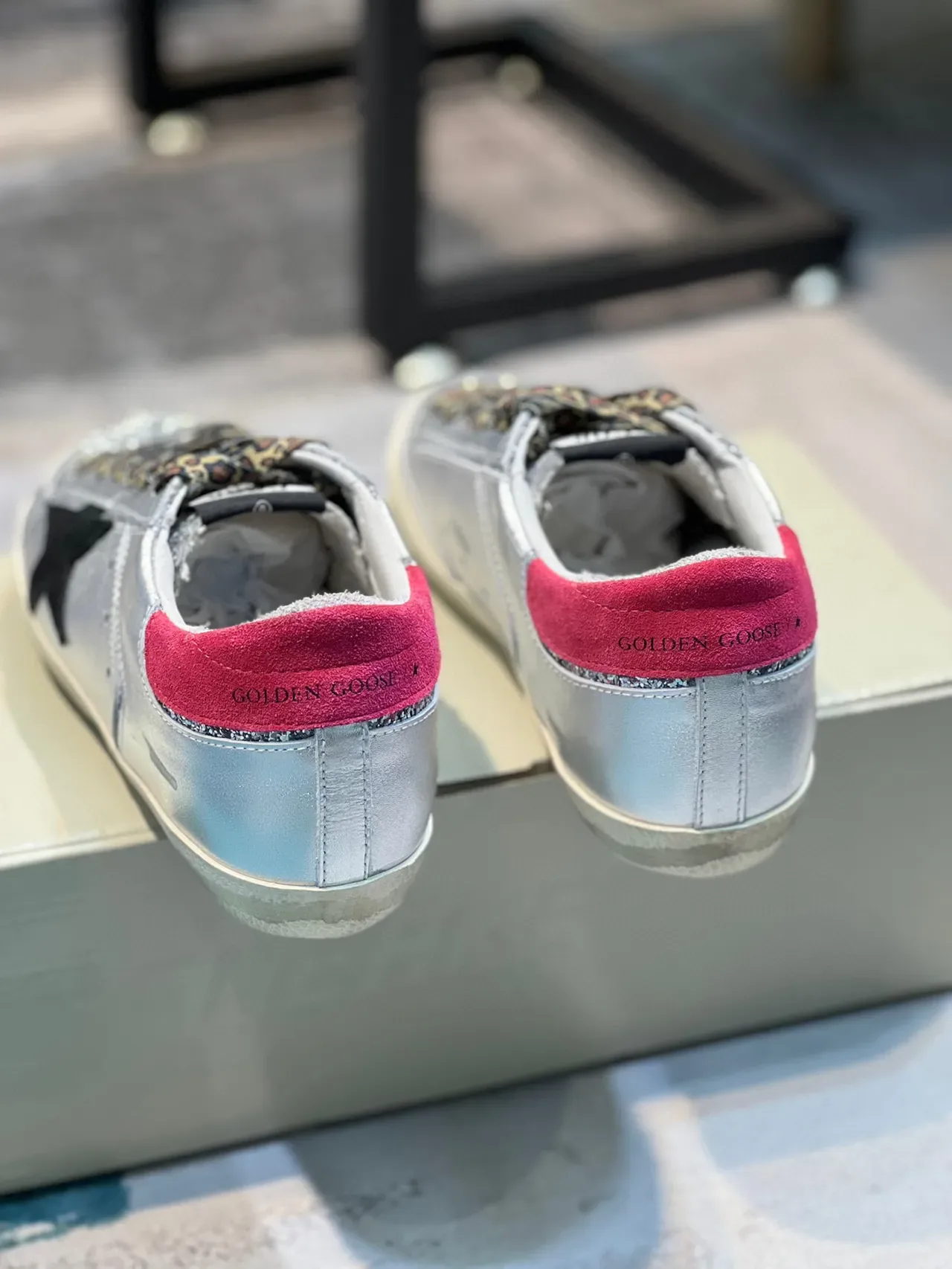 Golden Goose Silver Pink Distressed Rubber Sole Glitter Toe Cap Lifestyle Sneakers 2
