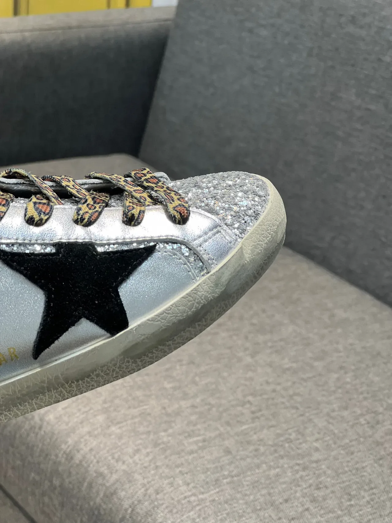 Golden Goose Silver Pink Distressed Rubber Sole Glitter Toe Cap Lifestyle Sneakers 3