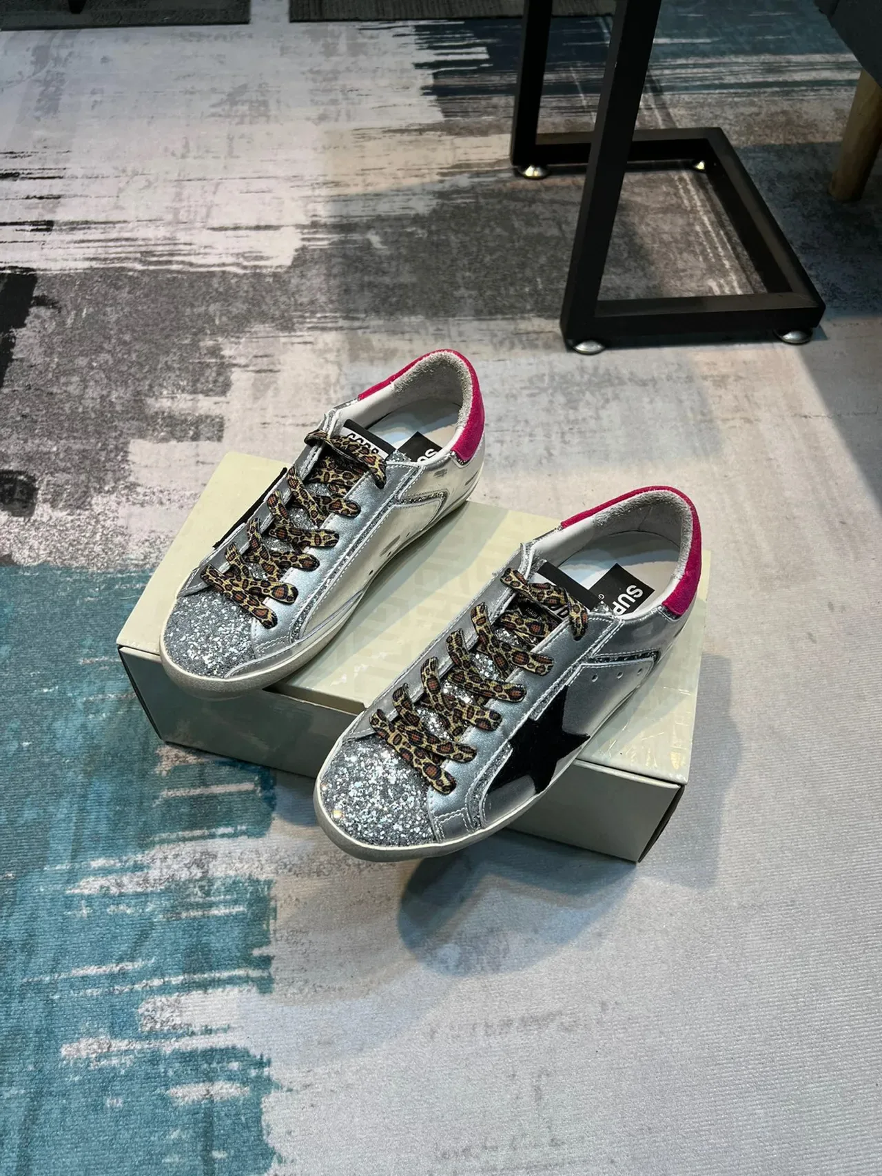 Golden Goose Silver Pink Distressed Rubber Sole Glitter Toe Cap Lifestyle Sneakers 4