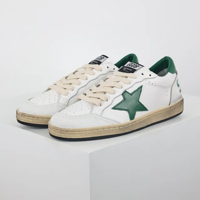 Golden Goose Super-Star حذاء لايف ستايل رياضي أبيض وأخضر نجم 2