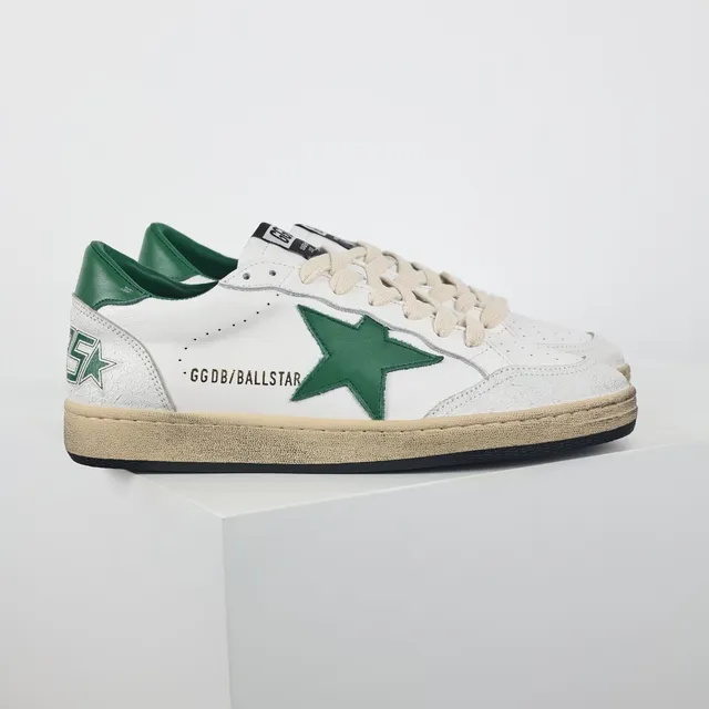 Golden Goose Super-Star حذاء لايف ستايل رياضي أبيض وأخضر نجم 3