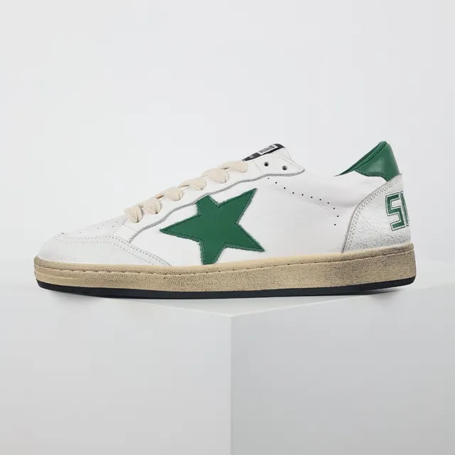 Golden Goose Super-Star حذاء لايف ستايل رياضي أبيض وأخضر نجم 9