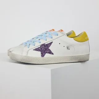 Golden Goose Superstar White Purple Glitter Star Lifestyle Sneakers