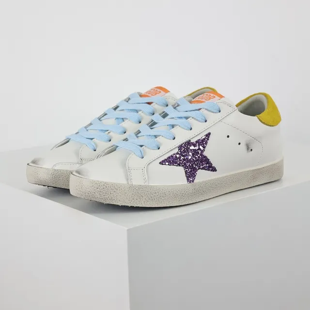 Golden Goose Superstar White Purple Glitter Star Lifestyle Sneakers 2