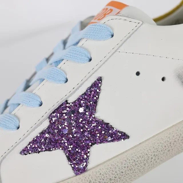 Golden Goose Superstar White Purple Glitter Star Lifestyle Sneakers 6