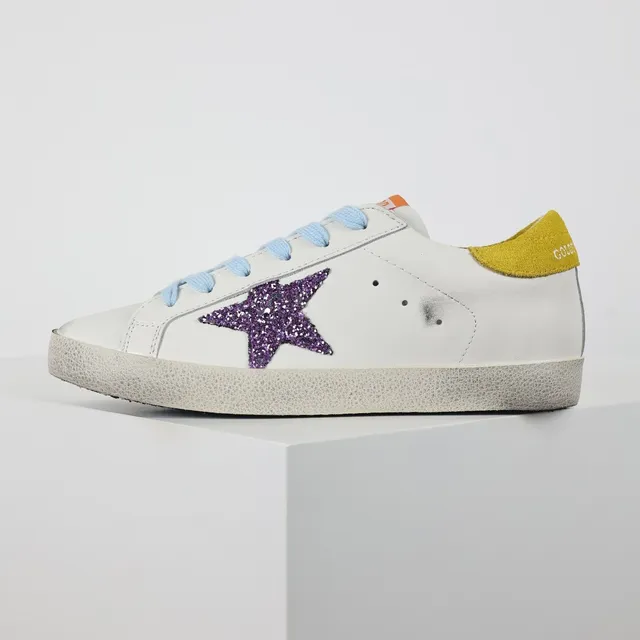 Golden Goose Superstar White Purple Glitter Star Lifestyle Sneakers 9