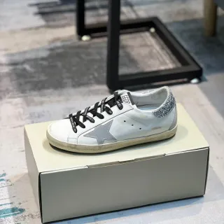 Golden Goose Superstar White Silver Star Glitter Heel Lifestyle Sneakers