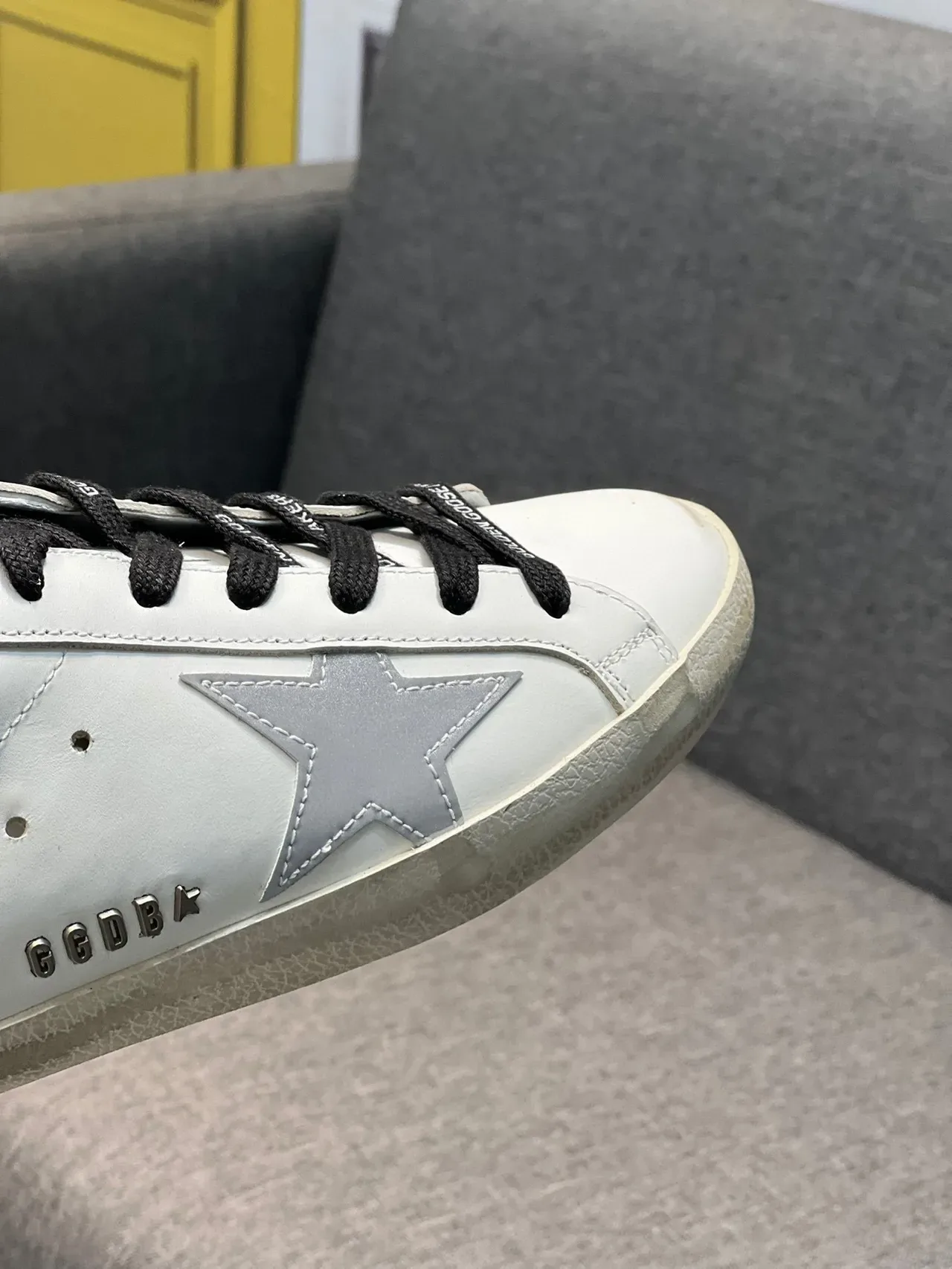 Golden Goose Superstar White Silver Star Glitter Heel Lifestyle Sneakers 3