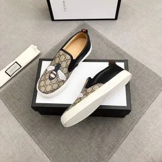 Gucci Ace Bee Embroidery GG Monogram Loafers