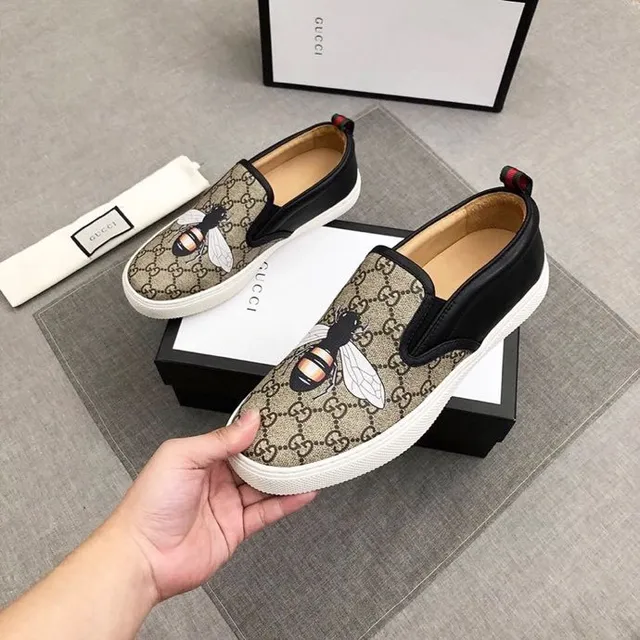 Gucci Ace Bee Embroidery GG Monogram Loafers 8