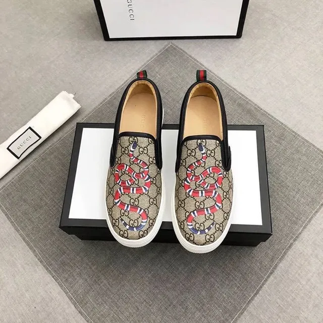 Gucci Ace Beige Noir GG Monogram Toile Bords Cuir Loafer 2
