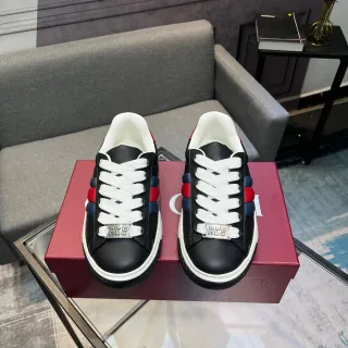 Gucci Ace Black Red Navy Web Stripe Lifestyle Sneakers