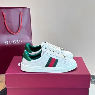 Gucci Ace GG Monogram Web Stripe أبيض أخضر أحمر Sneakers Lifestyle