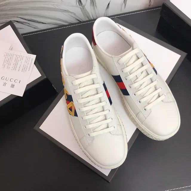 Gucci Ace Love White Leather Web Stripe Crystal Sole Lifestyle Sneakers 2