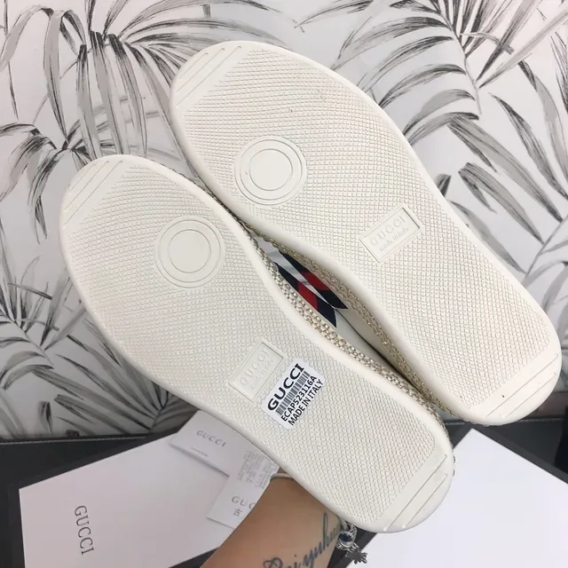 Gucci Ace Love White Leather Web Stripe Crystal Sole Lifestyle Sneakers 3