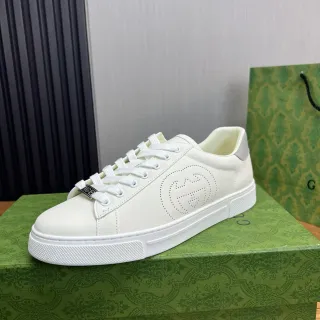 Gucci Ace Perforated Interlocking G White Lifestyle Sneakers