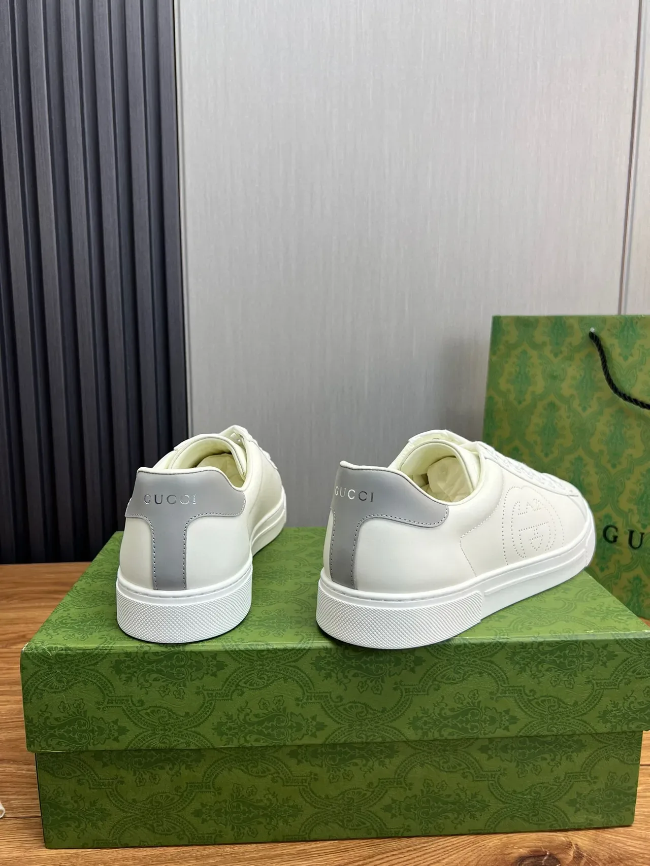 Gucci Ace Perforated Interlocking G White Lifestyle Sneakers 5