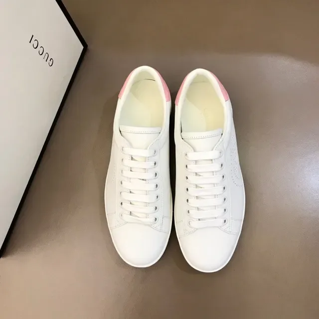 Gucci Ace Perforated Logo White and Pink Lifestyle Sneakers 2