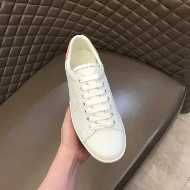 Gucci Ace Perforated Logo White and Pink Lifestyle Sneakers 6