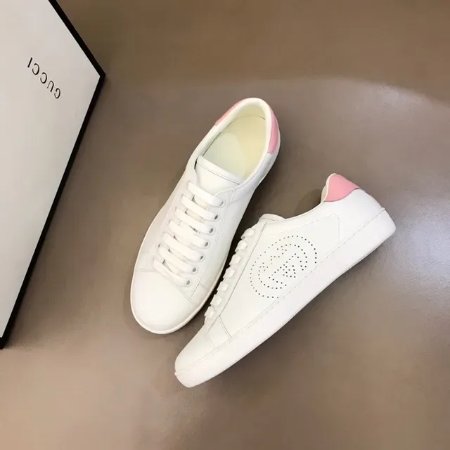 Gucci Ace Perforated Logo White and Pink Lifestyle Sneakers 7