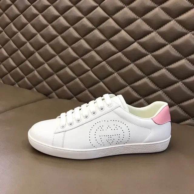 Gucci Ace Perforated Logo White and Pink Lifestyle Sneakers 8