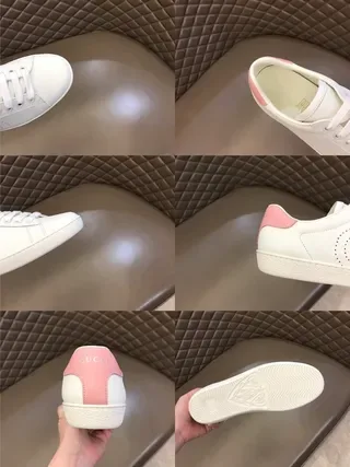 Gucci Ace Perforated Logo White and Pink Lifestyle Sneakers 9