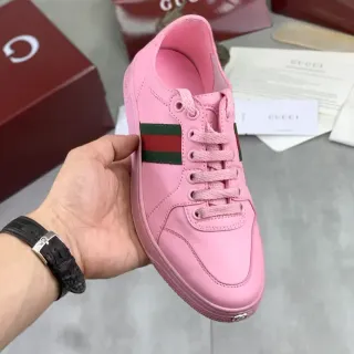 Gucci Ace Pink Leather Web Stripe Lifestyle Sneakers