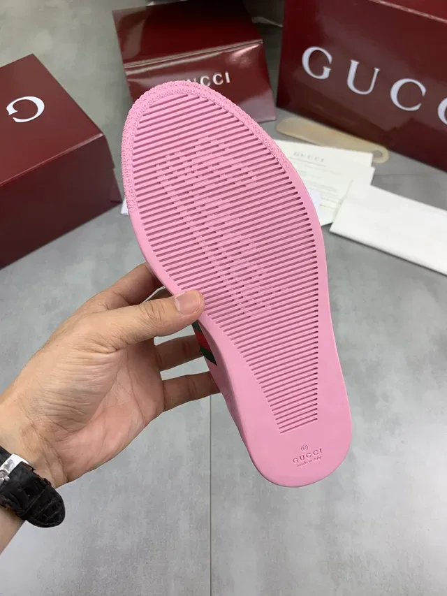 Gucci Ace Pink Leather Web Stripe Lifestyle Sneakers 2