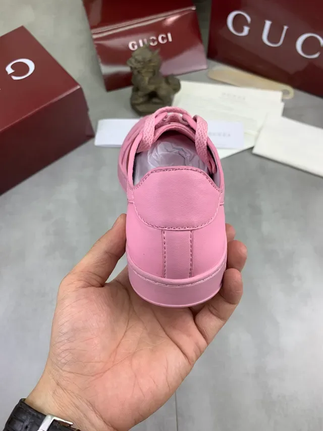 Gucci Ace Pink Leather Web Stripe Lifestyle Sneakers 3