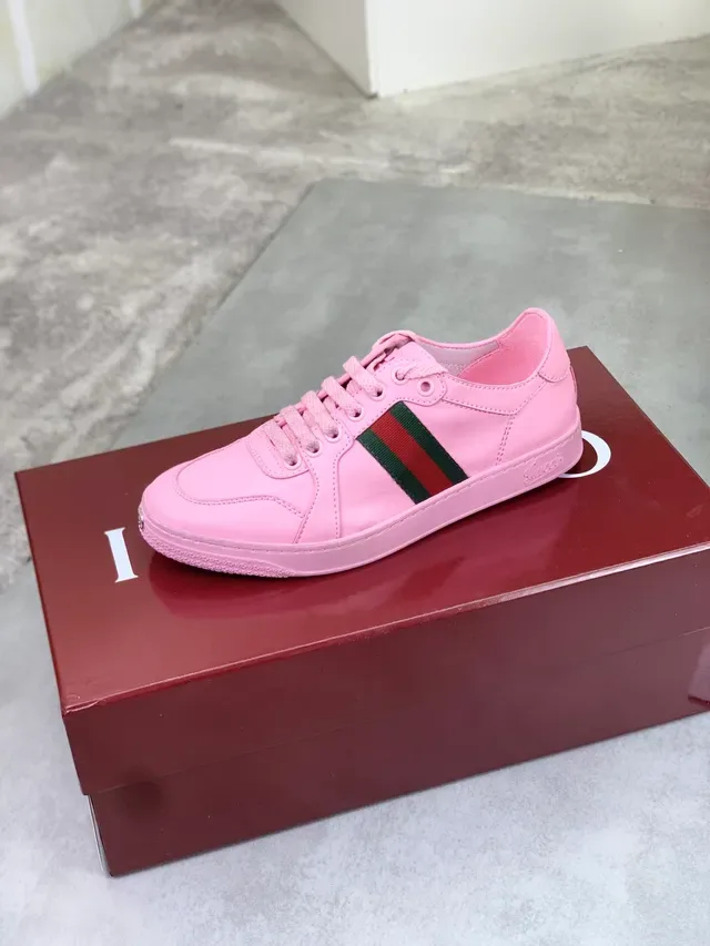 Gucci Ace Pink Leather Web Stripe Lifestyle Sneakers 4