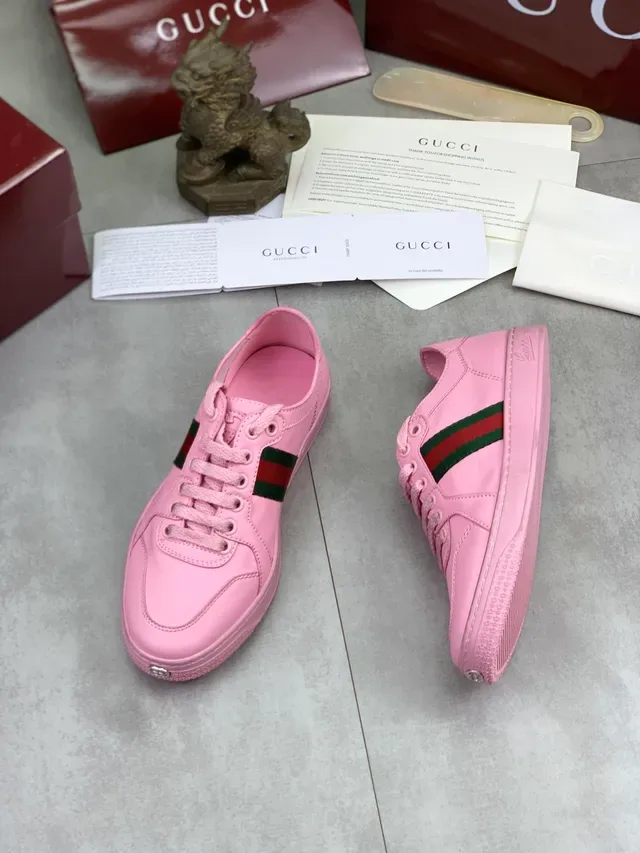Gucci Ace Pink Leather Web Stripe Lifestyle Sneakers 5