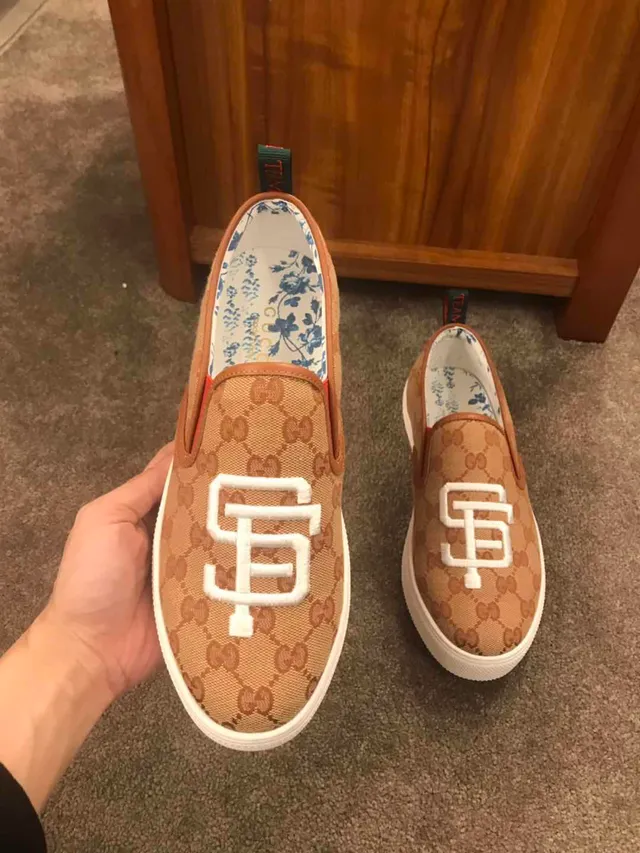 Gucci Ace Slip-On Marron Blanc GG Monogram Canvas Brodé SF Logo Loafer 2