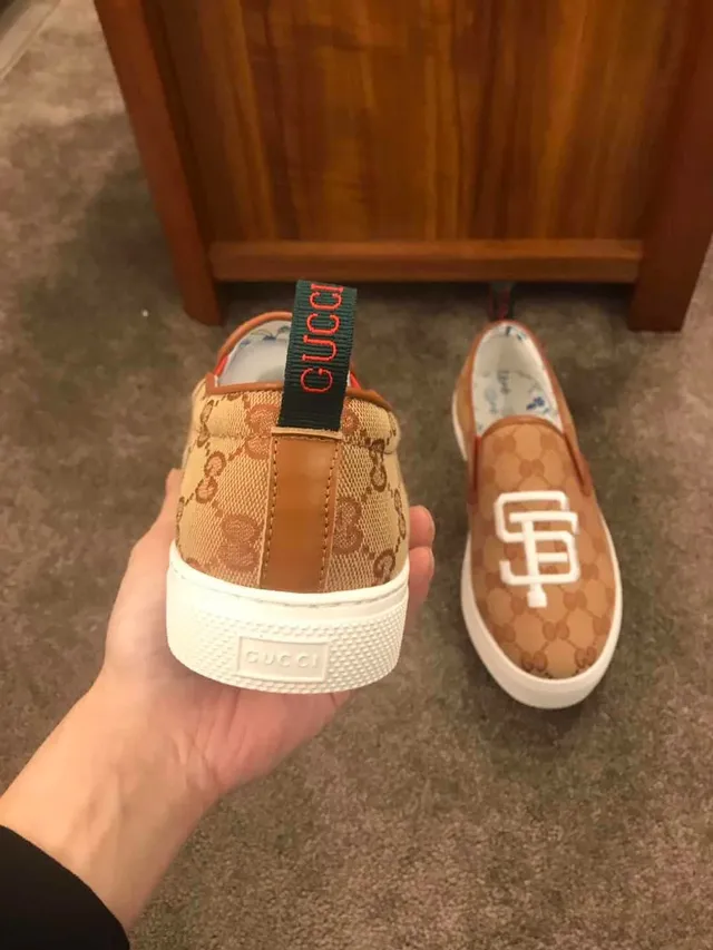 Gucci Ace Slip-On Marron Blanc GG Monogram Canvas Brodé SF Logo Loafer 3