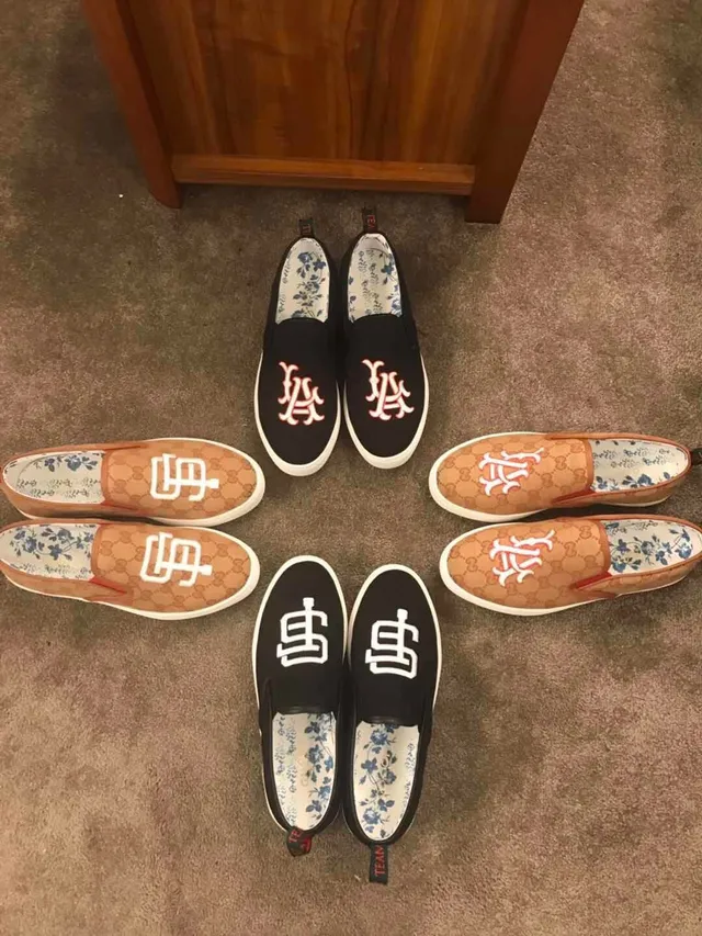 Gucci Ace Slip-On Marron Blanc GG Monogram Canvas Brodé SF Logo Loafer 5