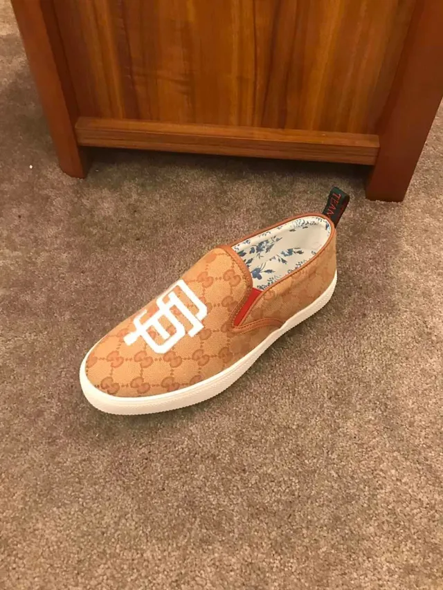 Gucci Ace Slip-On Marron Blanc GG Monogram Canvas Brodé SF Logo Loafer 8