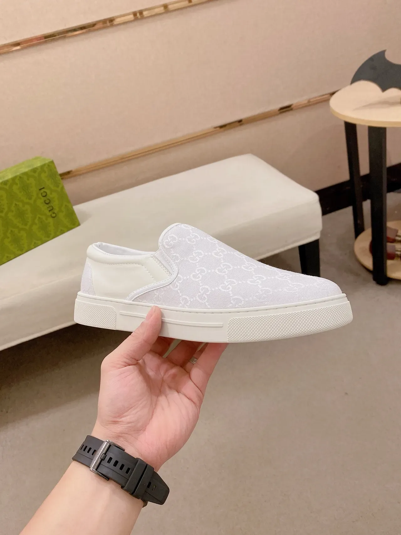 Gucci Ace Slip-On White Monogram Lifestyle Sneakers 4