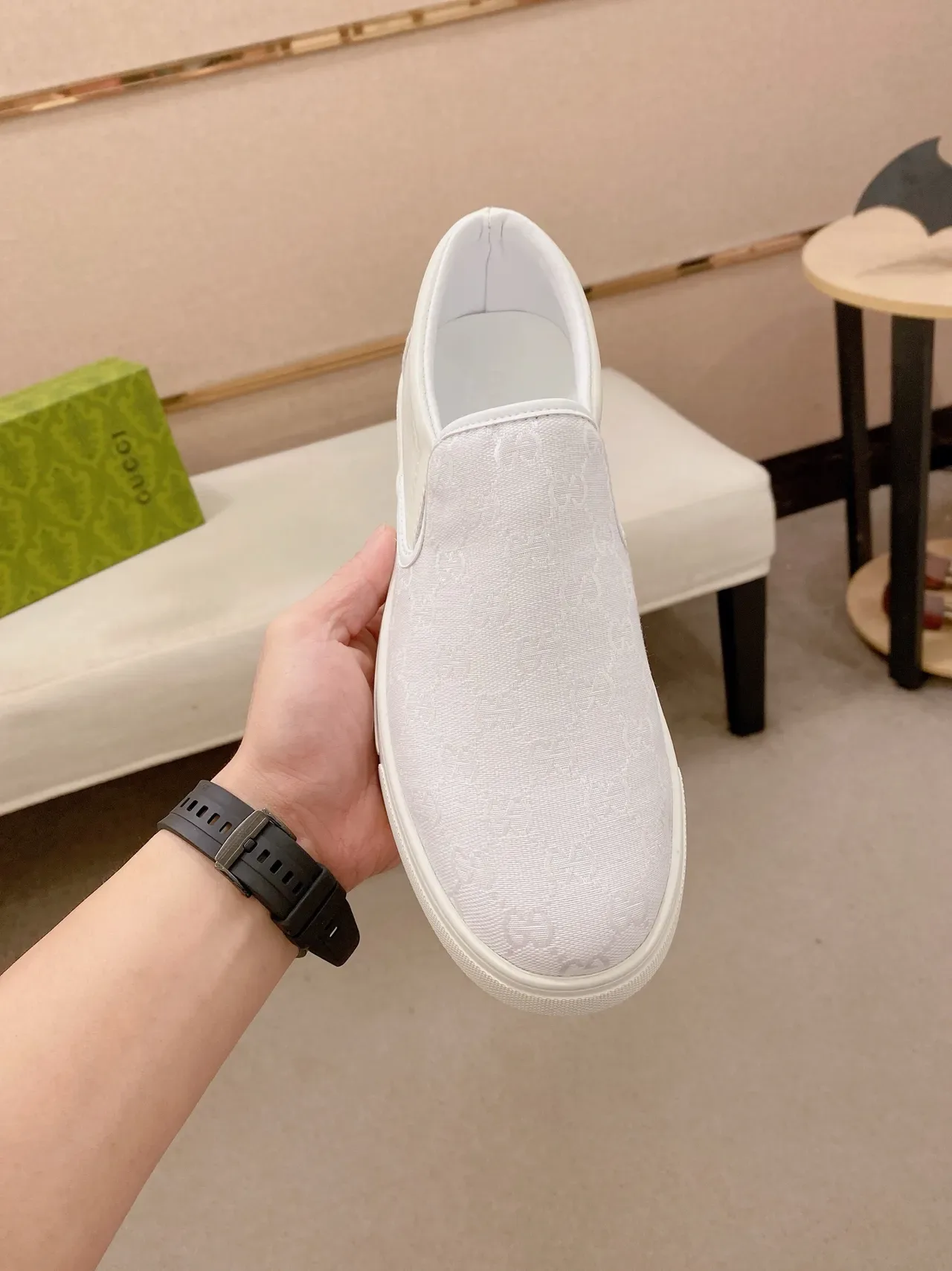 Gucci Ace Slip-On White Monogram Lifestyle Sneakers 5