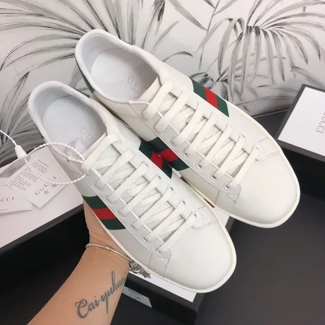 Gucci Ace White Green Red Web Stripe Lifestyle Sneakers 8