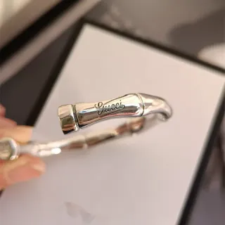 Gucci Pulseira Motivo Bambu Prata Polida