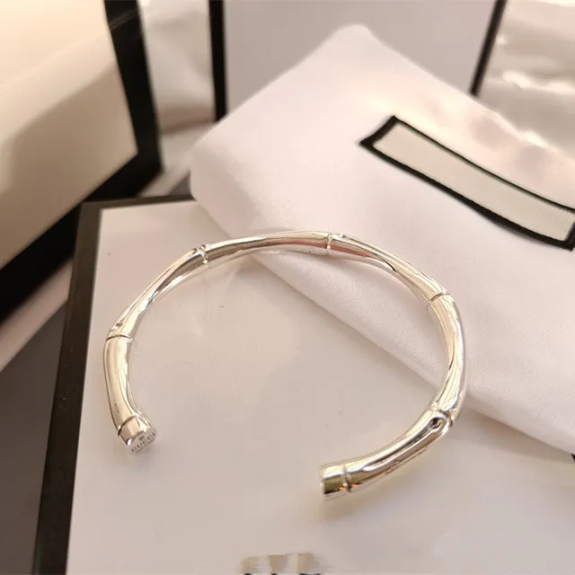 Gucci Bamboo Motif Polished Silver Bracelet 5