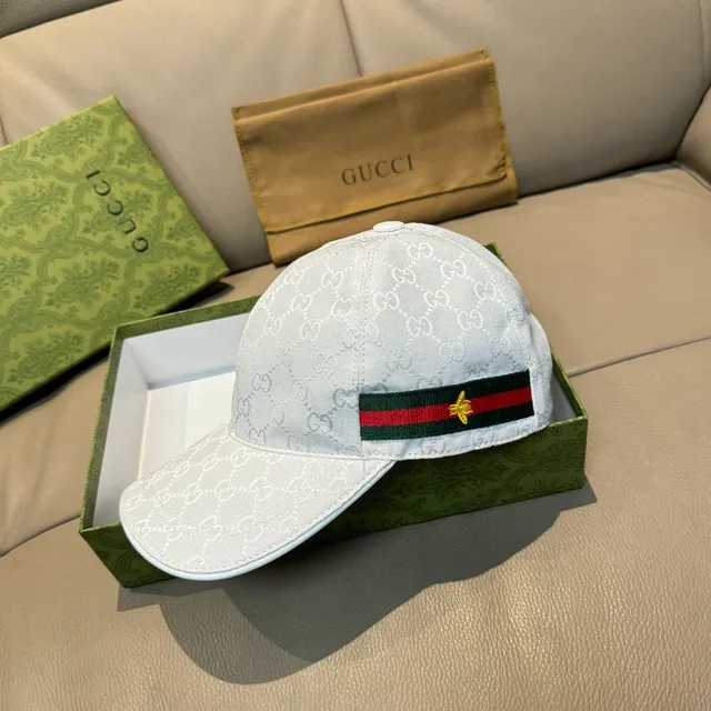 Gucci Bee-Embroidered Web Stripe Baseball Cap 2