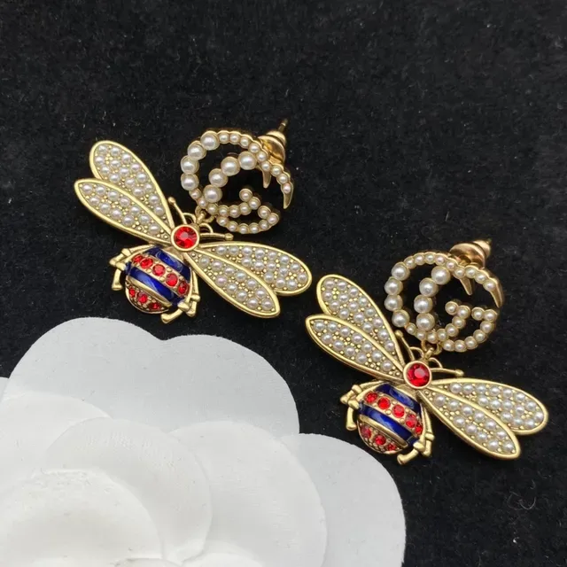 Gucci Bee Pearl and Enamel Earrings 5